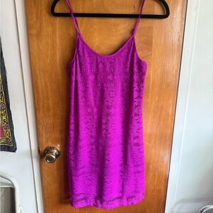Vibrant Purple Lace Slip Dress